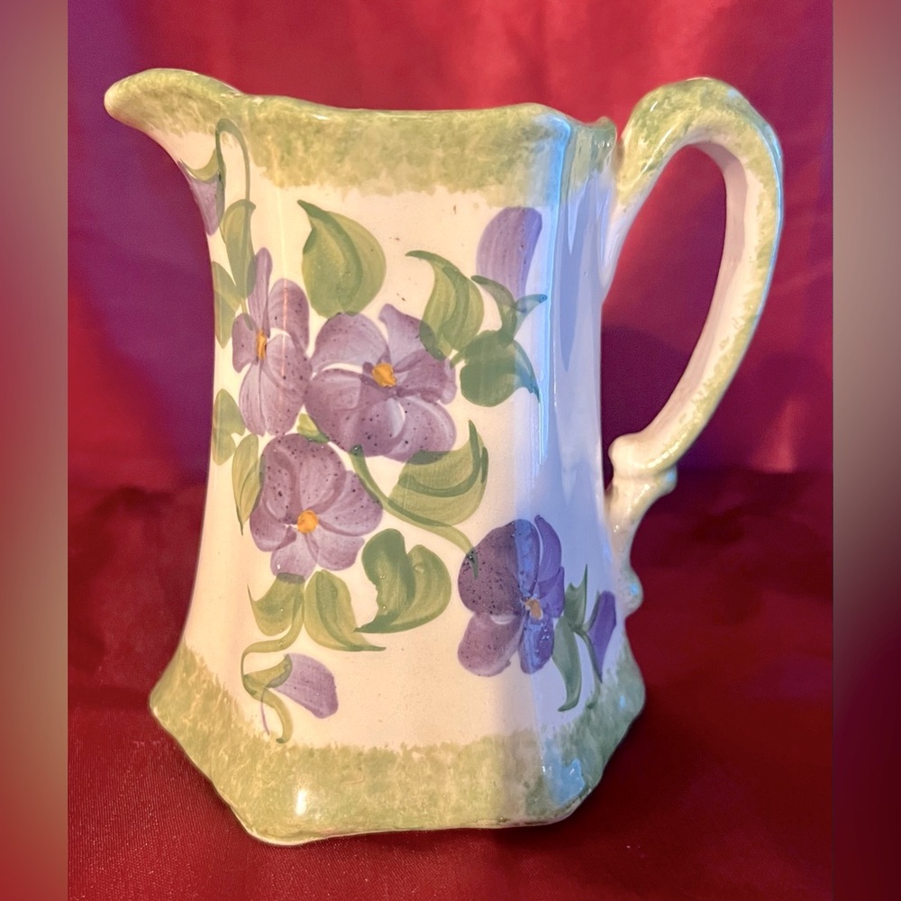 Vintage CASH FAMILY Hand Painted Pottery 7” Creamer